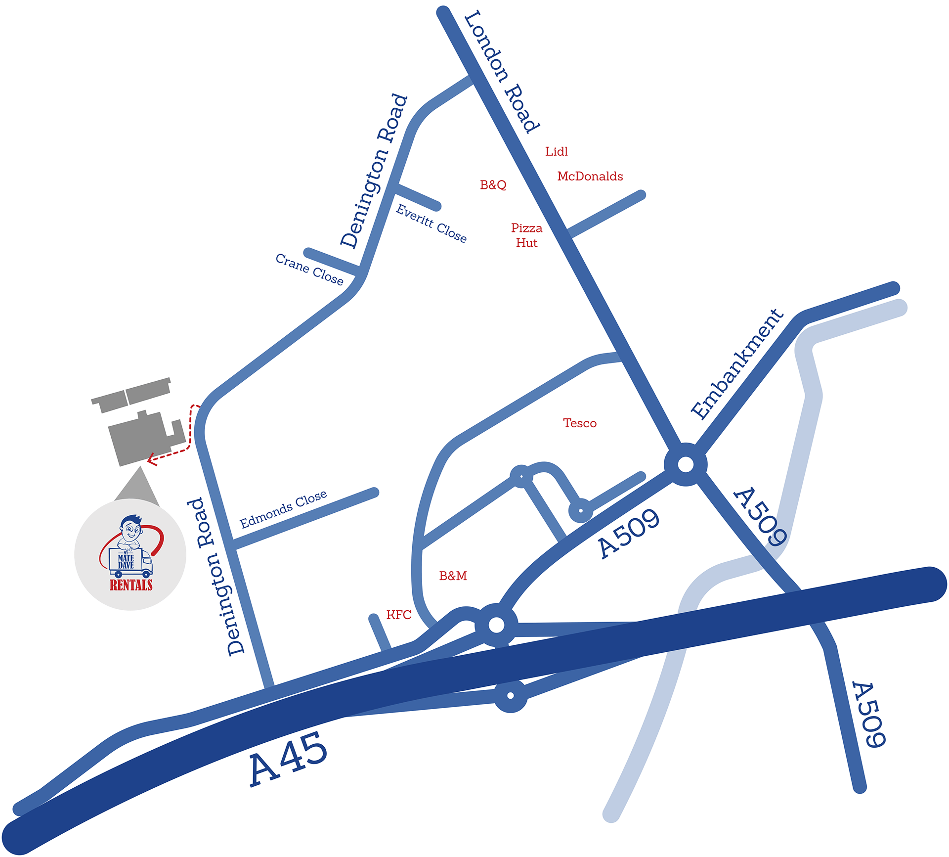 Map to My Mate Dave Rentals